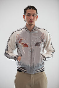 Sukajan Japanese Jacket Satin Reversible CherryBlossoms Carp