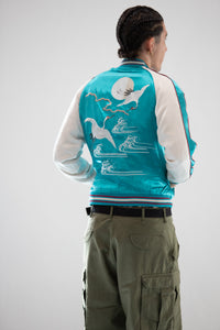 Sukajan Japanese Jacket Satin Reversible Moon Crane