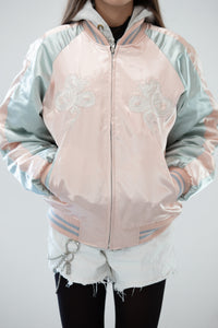 Sukajan Japanese Jacket Satin White Dragon