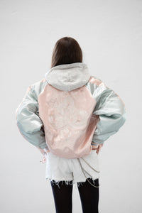 Sukajan Japanese Jacket Satin White Dragon