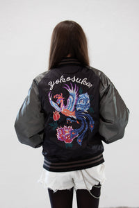 Sukajan Japanese Jacket Satin Phoenix and Roses