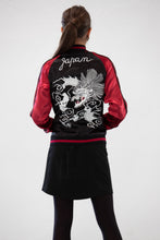 Cargar imagen en el visor de la galería, Sukajan Japanese Jacket Satin Reversible White Dragon Eagle