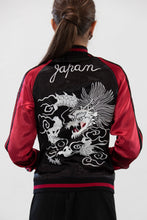 Cargar imagen en el visor de la galería, Sukajan Japanese Jacket Satin Reversible White Dragon Eagle