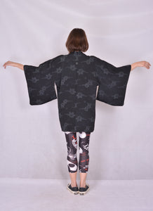 Haori Kimono Jacket Sukashi  Kaede Vintage Black