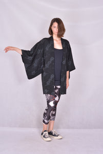 Haori Kimono Jacket Sukashi  Kaede Vintage Black