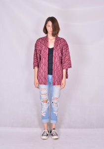 Haori Kimono Jacket Shibori Vintage Wine Red