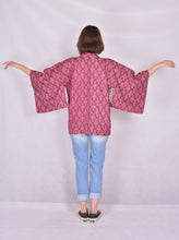 Cargar imagen en el visor de la galería, Haori Kimono Jacket Shibori Vintage Wine Red