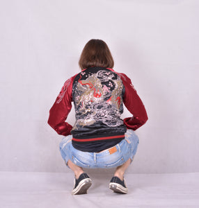 Sukajan Japanese Jacket Satin Reversible Dragon Sakura