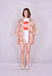 Haori Kimono Jacket Shibori Vintage Salmon Pink