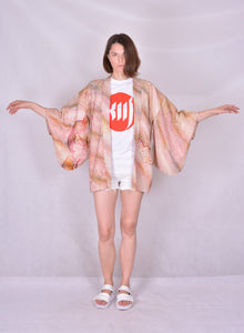 Haori Kimono Jacket Shibori Vintage Salmon Pink