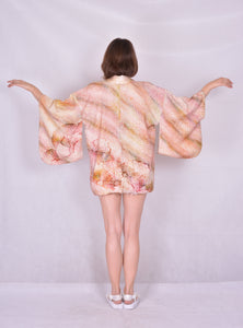 Haori Kimono Jacket Shibori Vintage Salmon Pink