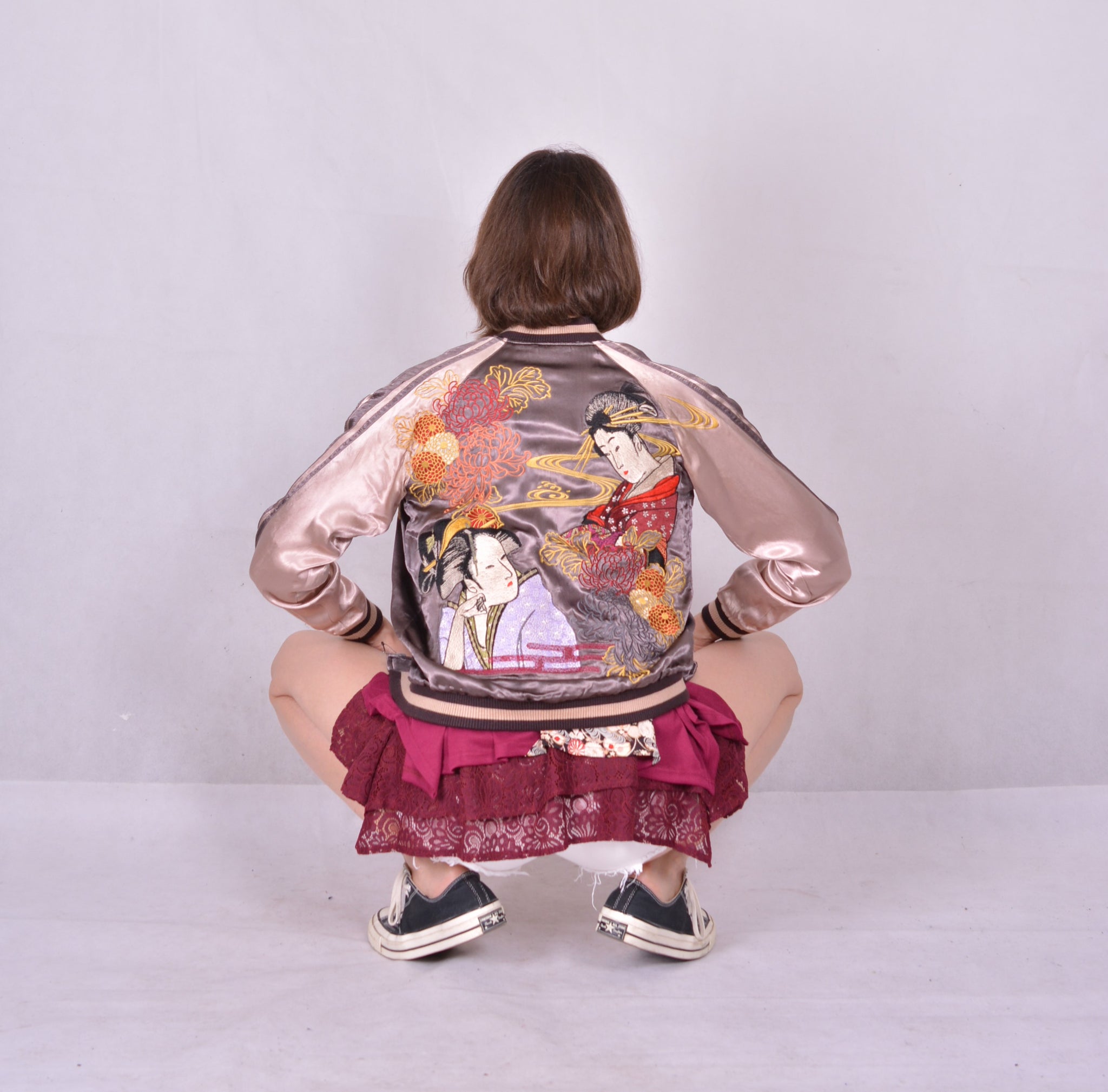 Japanese satin jacket with embroidery special edition