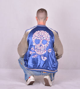 Sukajan Satin Reversible "Sakura Skull"