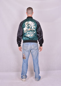 Sukajan Japanese Jacket Satin Dragon and Fuji