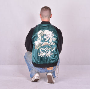 Sukajan Japanese Jacket Satin Dragon and Fuji