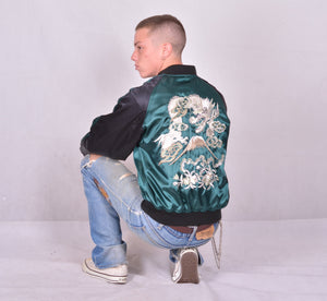 Sukajan Japanese Jacket Satin Dragon and Fuji