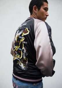 Sukajan Japanese Jacket Satin Reversible Eagle Dragon Map