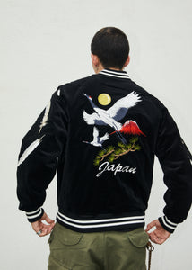 Sukajan Japanese Jacket Velvet Japanese Crane