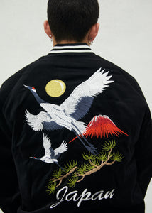 Sukajan Japanese Jacket Velvet Japanese Crane