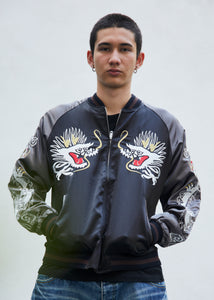 Sukajan Japanese Jacket Satin Reversible White Tiger Eagle