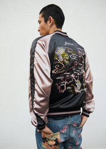 Sukajan Japanese Jacket Satin Reversible White Dragon