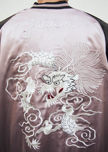 Sukajan Japanese Jacket Satin Reversible White Dragon