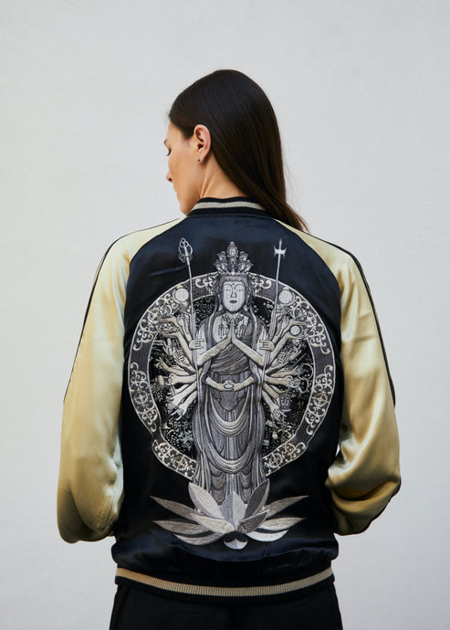 Sukajan Japanese Jacket Satin Reversible Senjyu Kannon