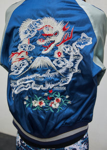 Sukajan Japanese Jacket Satin Velvet Reversible Map Dragon