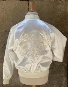 Sukajan Japanese Jacket Satin White on White Dragon