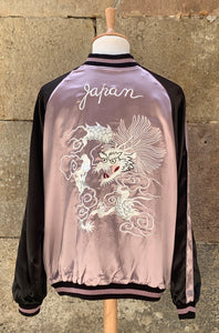 Sukajan Japanese Jacket Satin Reversible White Dragon