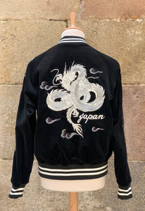 Sukajan Japanese Jacket Satin Velvet Reversible Map Dragon