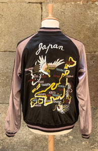 Sukajan Japanese Jacket Satin Reversible Eagle Dragon Map